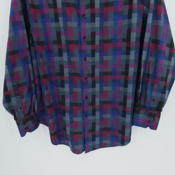 RObert Graham Shirt Mens XL Gray Geometric Flip Cuff Preppy Casual Office Button - Picture 9 of 15